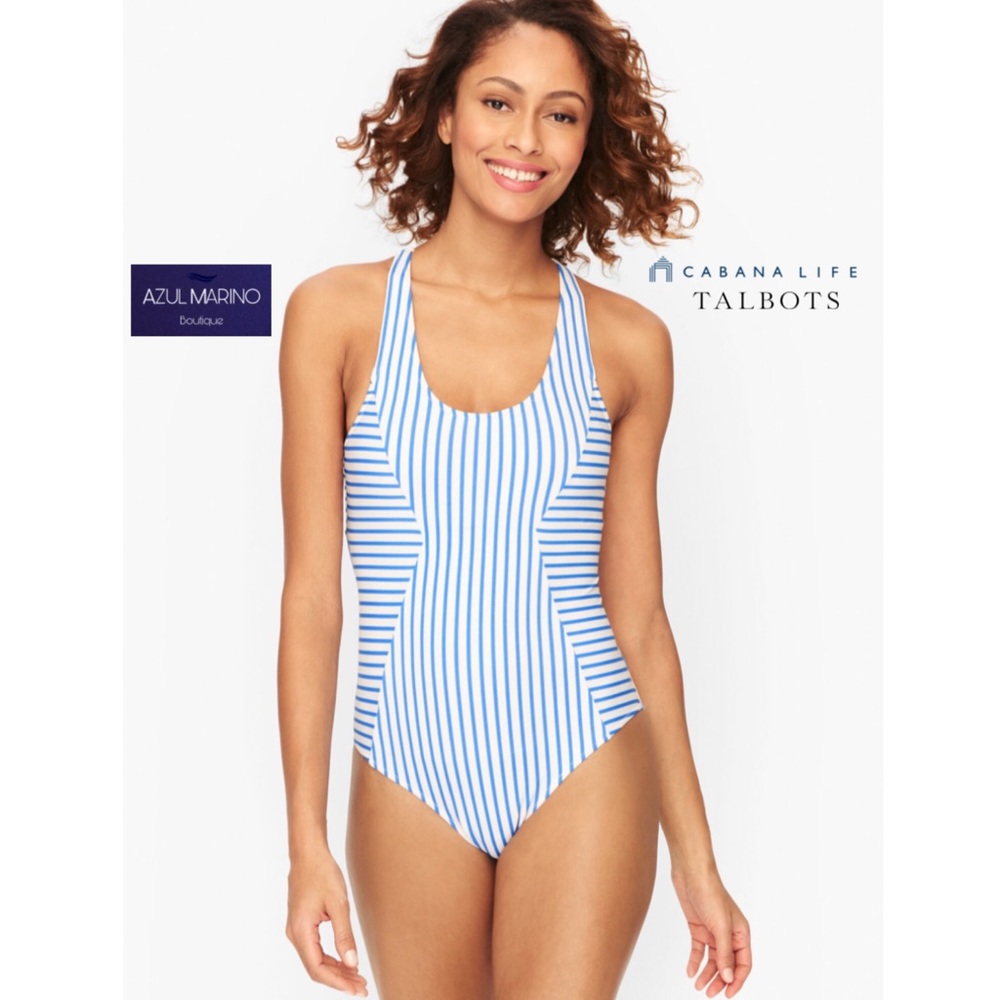 Cabana Life x Talbots — Striped one-piece swimsuit - Size L • Traje de baño L •